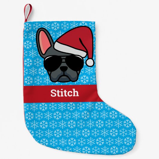 Petite Chaussette De Noël Chien de taule bleu de Noël (Devant)