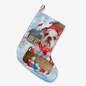 Petite Chaussette De Noël Chien de taureau anglais dans la neige Maison de C (Devant (Accrochage))