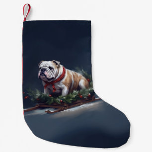 Petite Chaussette De Noël Chien de taureau neige hiver