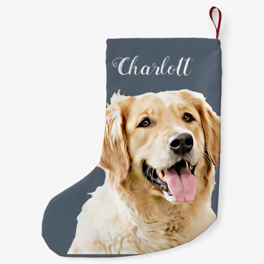 Petite Chaussette De Noël Chien d'or retriever personnalisé Chien dessiné pe (Dos)