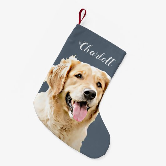 Petite Chaussette De Noël Chien d'or retriever personnalisé Chien dessiné pe (Devant (Accrochage))