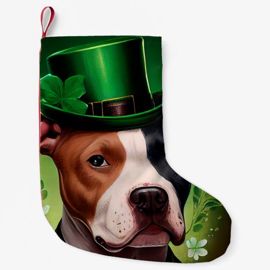 Petite Chaussette De Noël Chien du Staffordshire américain à la St. Patrick' (Devant)