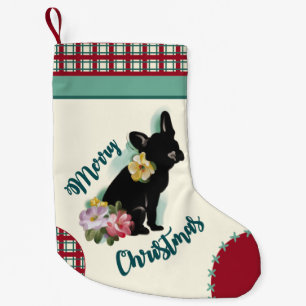 Petite Chaussette De Noël Chien français de Noël, Chien de taureau rouge tur