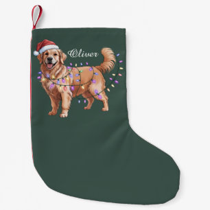 Petite Chaussette De Noël Chien Golden Retriever de Noël au nom personnalisé