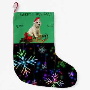 Petite Chaussette De Noël Chien noël bas avec nom personnalisé.