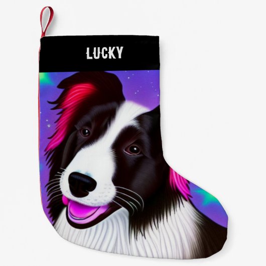 Petite Chaussette De Noël CHIEN Noël Stocking avec nom. (Devant)