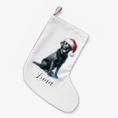 Petite Chaussette De Noël Chien noir du Labrador à Santa Hat Stocking (Devant (Accrochage))