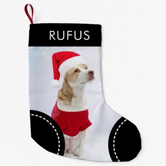Petite Chaussette De Noël Chien Paw Thème Personnalisé Photo de Noël (Devant)