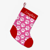 Petite Chaussette De Noël Chien Paw thème rose Personnalisé Noël (Devant (Accrochage))