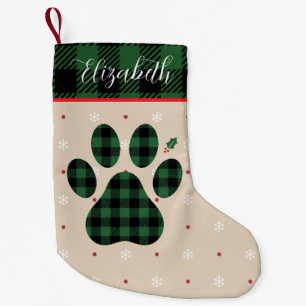 Petite Chaussette De Noël Chien Personnalisé avec Empreinte de Patte à Carre