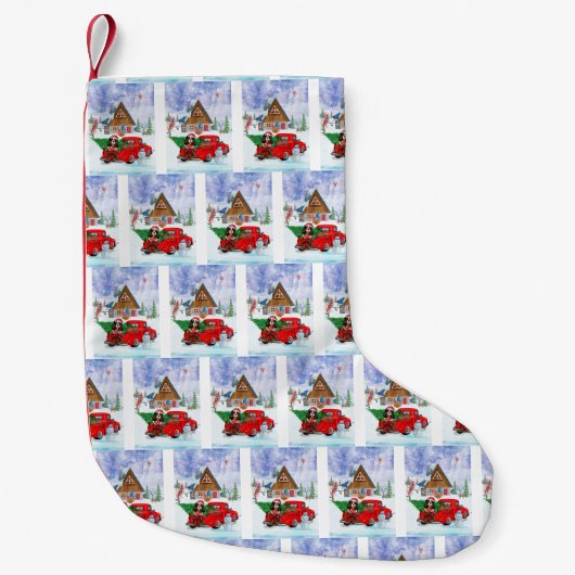 Petite Chaussette De Noël Chien Roi Cavalier En Livraison De Noël Camion Nei (Devant)