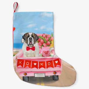 Petite Chaussette De Noël Chien Saint-Bernard Camion Saint-Valentin Cœurs