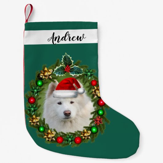 Petite Chaussette De Noël Chien Samoyé Noël (Devant)