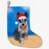 Petite Chaussette De Noël Chien Schnauzer Miniature sur la plage Casquette d (Devant)
