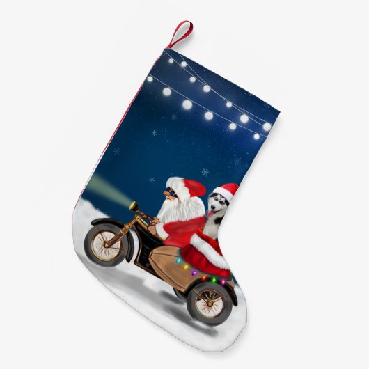 Petite Chaussette De Noël Chien sibérien Husky Noël Père Noël (Devant (Accrochage))