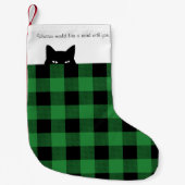 Petite Chaussette De Noël Chien Sournois Vérification Buffalo Carreaux Vert (Devant)