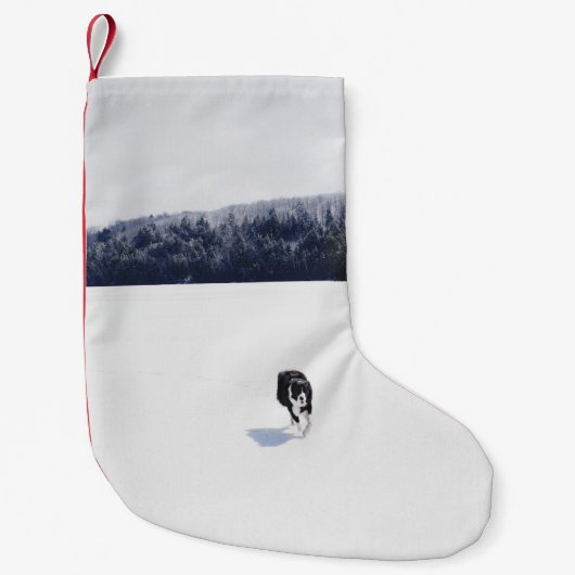 PETITE CHAUSSETTE DE NOËL CHIEN SUR UNE PLAIN DE NEIGE (Devant)