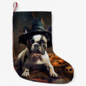 Petite Chaussette De Noël Chien-taureau Citrouille Halloween effrayant (Devant)