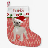 Petite Chaussette De Noël Chien-taureau français Père Noël personnalisé (Devant)
