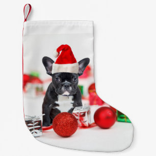 Petite Chaussette De Noël Chien-taureaux français avec ornements de Noël