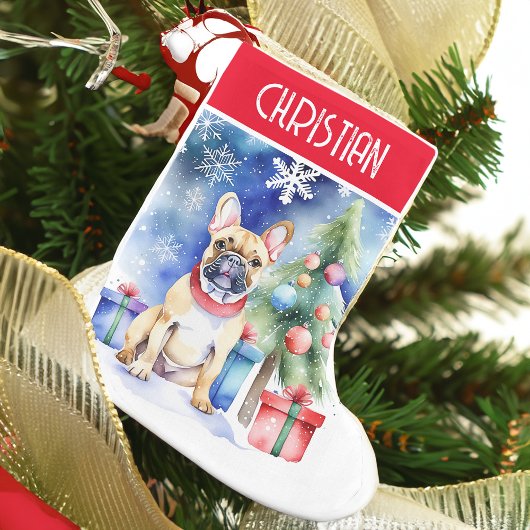 Petite Chaussette De Noël Chiens de taureau français cadeaux de Noël