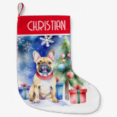 Petite Chaussette De Noël Chiens de taureau français cadeaux de Noël (Devant)