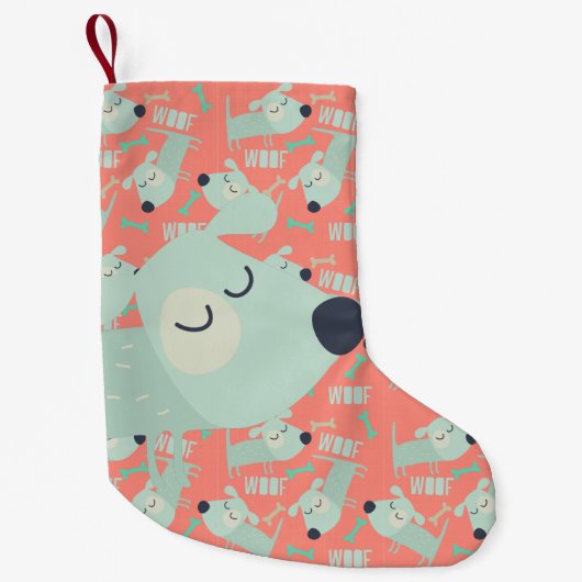 Petite Chaussette De Noël Chiens et os de Woof (Devant)
