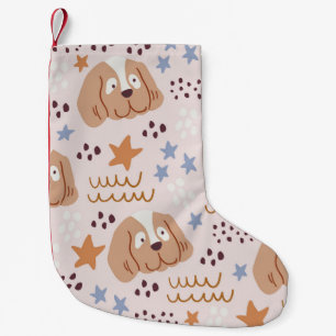 Petite Chaussette De Noël Chiens mignons, étoiles, lignes : vintage sans sou