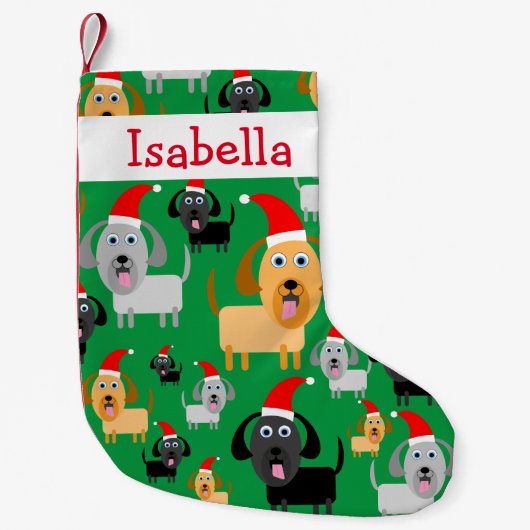 Petite Chaussette De Noël Chiens mignons personnalisés d'amusement dans des (Devant)