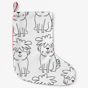 Petite Chaussette De Noël Chiens moelleux à main : motif vintage.