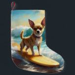 Petite Chaussette De Noël Chihuahua Beach Surf Peinture<br><div class="desc">Plongez dans le monde ludique de l'aventure canine avec cette peinture captivante. Un chien en ébullition se rend aux vagues, chevauchant habilement le surf sur une plage baisée par le soleil. L'oeuvre d'art vibrante capte magnifiquement l'essence de l'excitation au bord de la plage tandis que le chien court sans crainte...</div>