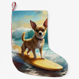 Petite Chaussette De Noël Chihuahua Beach Surf Peinture