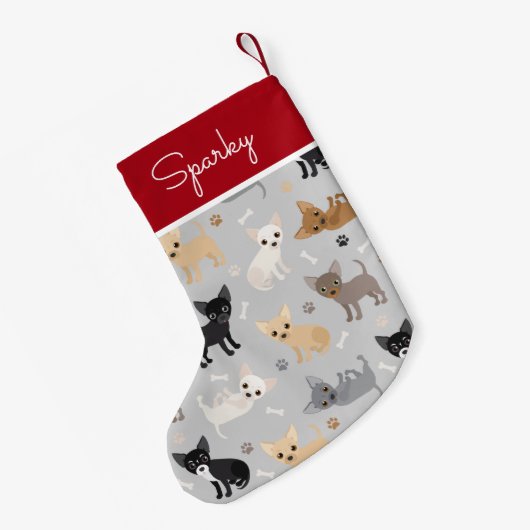 Petite Chaussette De Noël Chihuahua Bones and Paws (Dos (Accrochage))