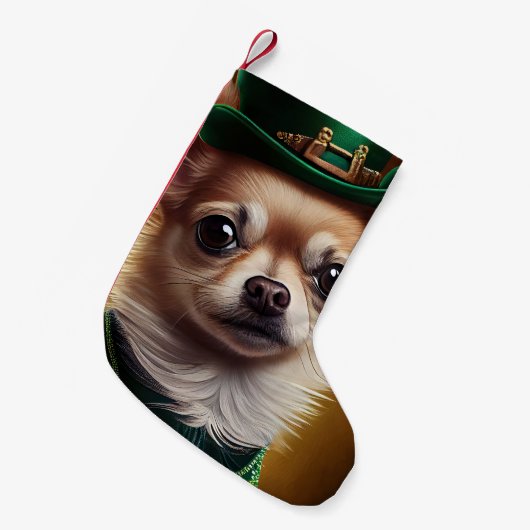 Petite Chaussette De Noël Chihuahua Chien en robe de la Saint Patrick (Devant (Accrochage))