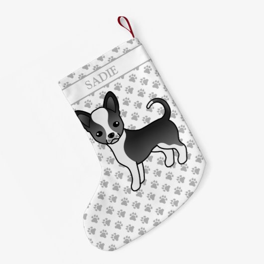 Petite Chaussette De Noël Chihuahua Chig & Nom (Dos (Accrochage))