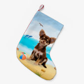 Petite Chaussette De Noël Chihuahua Dog sur la plage (Devant (Accrochage))