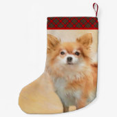 Petite Chaussette De Noël Chihuahua Peinture de Chien à long Haired Art orig (Dos)