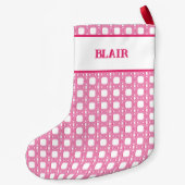 Petite Chaussette De Noël Chinoiserie Cane Trellis in Pink Personalized (Dos)