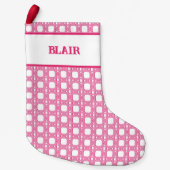 Petite Chaussette De Noël Chinoiserie Cane Trellis in Pink Personalized (Devant)