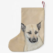 Petite Chaussette De Noël Chinook (Oreilles Pointées) Peinture - Art Chien o (Dos)