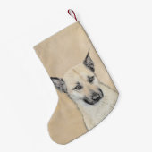 Petite Chaussette De Noël Chinook (Oreilles Pointées) Peinture - Art Chien o (Dos (Accrochage))