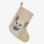 Petite Chaussette De Noël Chinook (Oreilles Pointées) Peinture - Art Chien o (Devant (Accrochage))