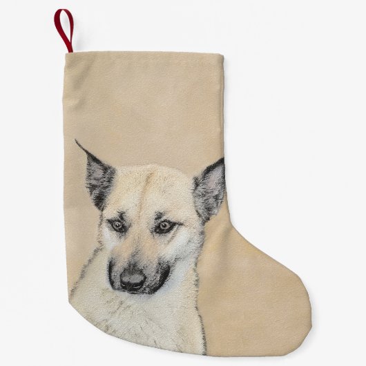 Petite Chaussette De Noël Chinook (Oreilles Pointées) Peinture - Art Chien o (Devant)