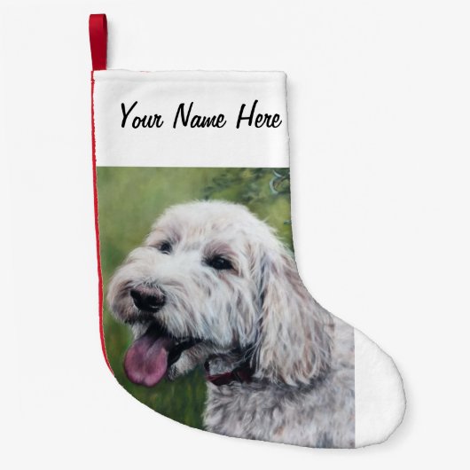 Petite Chaussette De Noël Chiot blanc Goldendoodle (Devant)