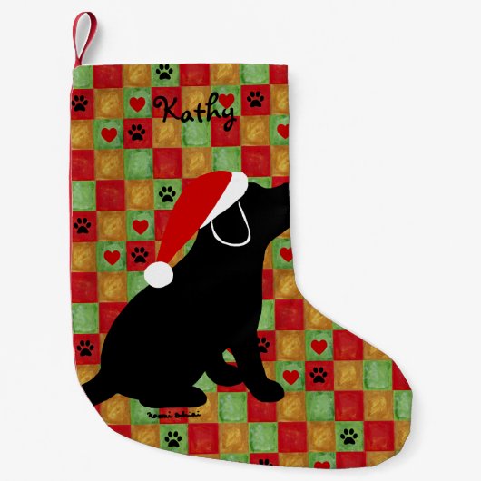Petite Chaussette De Noël Chiot de Labrador de noir d'édredon de Noël (Devant)