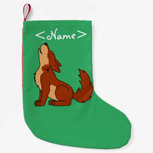 Petite Chaussette De Noël Chiot de loup rouge naturel hurlant