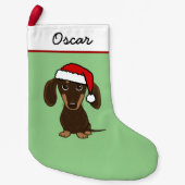 Petite Chaussette De Noël Chocolat Dachshund Père Noël mignonne Wiener Chien (Devant)