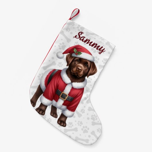 Petite Chaussette De Noël Chocolat Labrador Retriever Père Noël Puppy Chien (Devant (Accrochage))