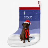 Petite Chaussette De Noël Chocolat Labrador Retriever Santa Hat & Scarf (Dos)