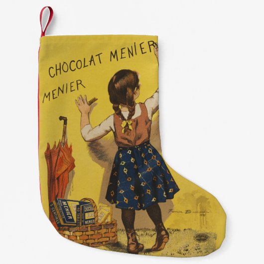 Petite Chaussette De Noël Chocolat Menier Petite fille Mur écriture (Devant)